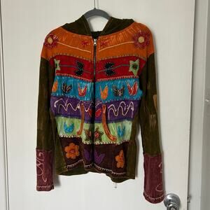 Y2K Colorful Floral Zip-up Hoodie